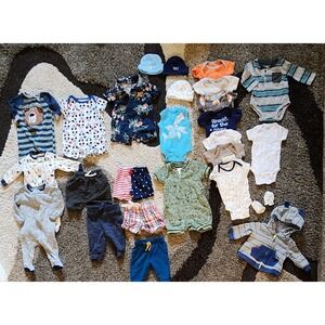 Baby Boy Clothes Bundle Spring Summer 26 pieces 0-3 mon bodysuits pants jumpsuit